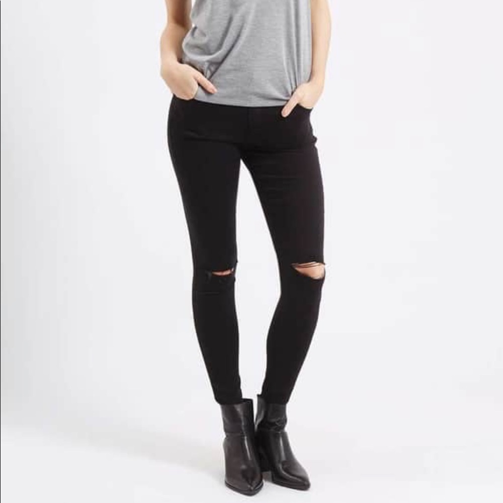 Topshop Moto Leigh Black Ripped Jeans